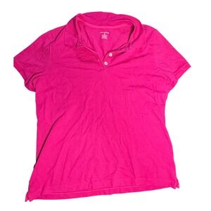 Lands' End Women's Pink‎ Short Sleeve 2 Button Polo Shirt Top
